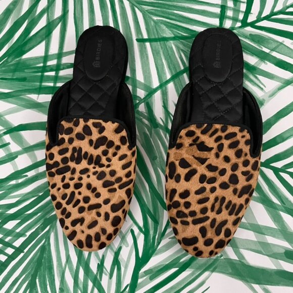Birdies The Phoebe Leopard Print Calf Hair Slip On Mules Size 7.5 - Picture 1 of 8